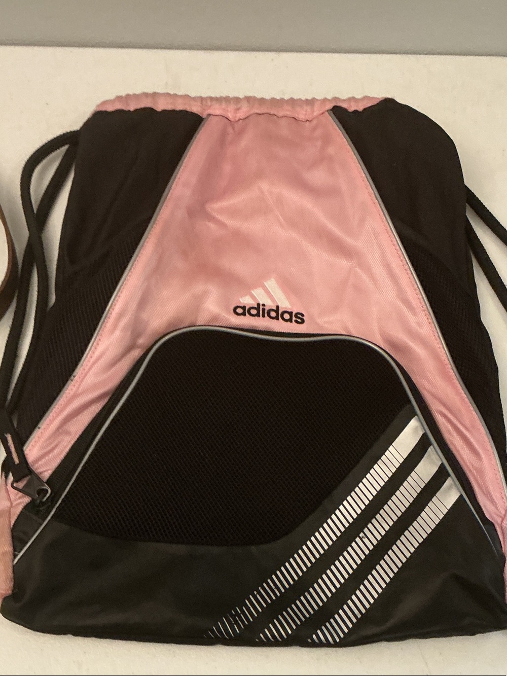adidas Pink and Black Sport Sack with Front Pocket